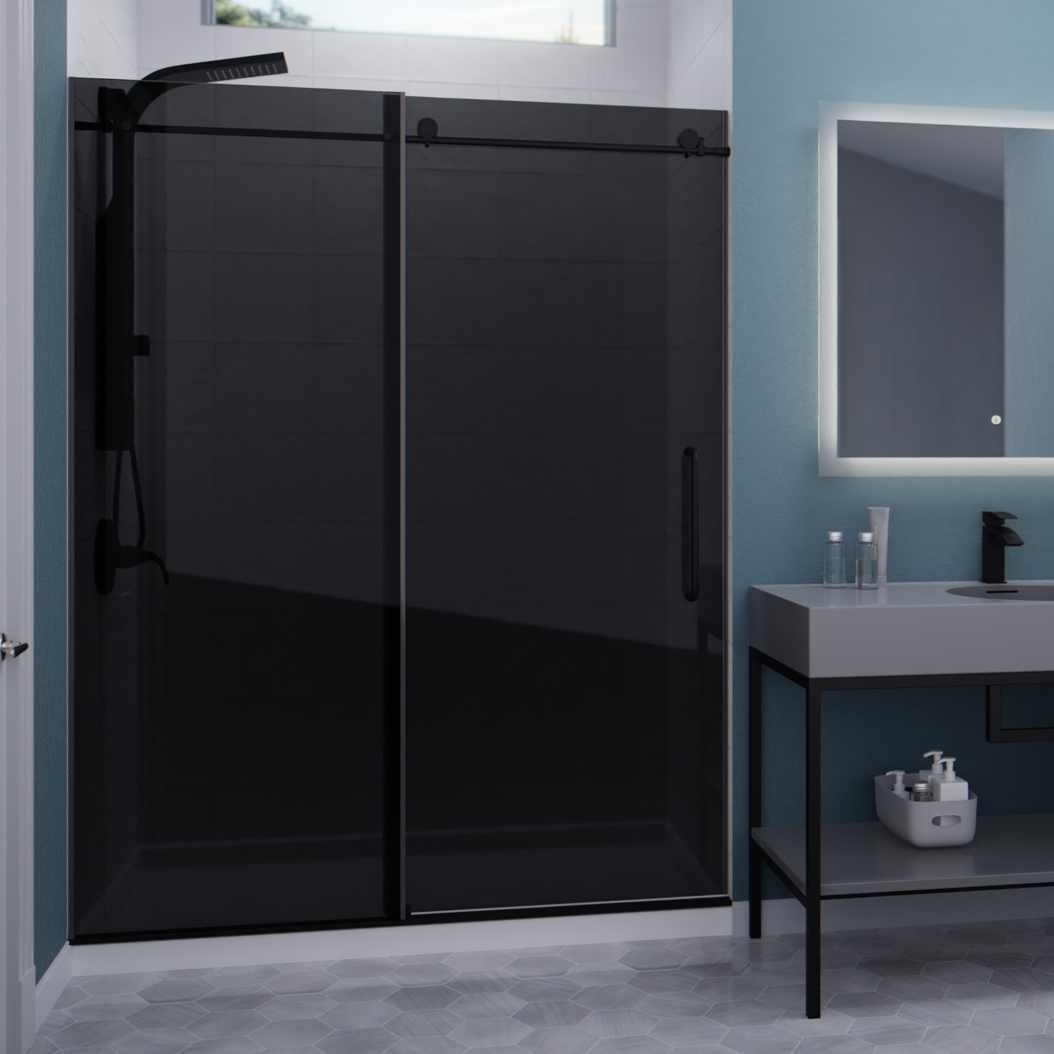 frameless matte black shower door Anzzi SHOWER - Shower Doors - Sliding Black