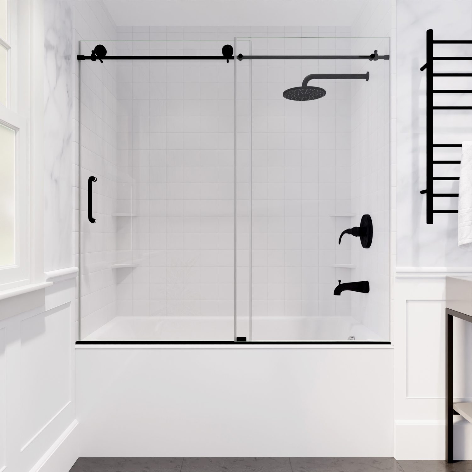 frameless hinged shower door Anzzi SHOWER - Tubs Doors - Sliding Black