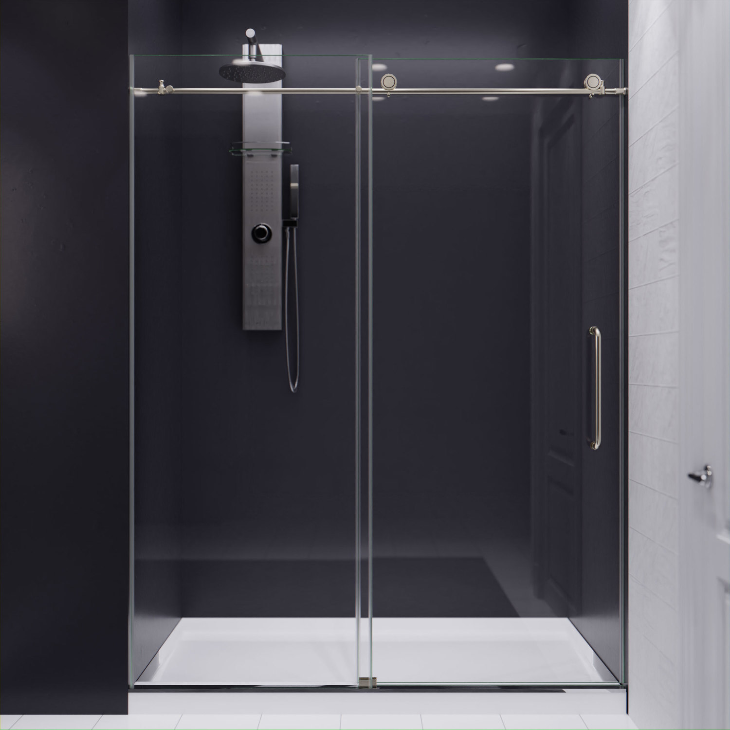 shower screen with gold frame Anzzi SHOWER - Shower Doors - Sliding Nickel
