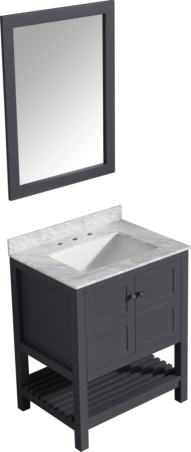 white vanity with black countertop Anzzi BATHROOM - Vanities - Vanity Sets Gray