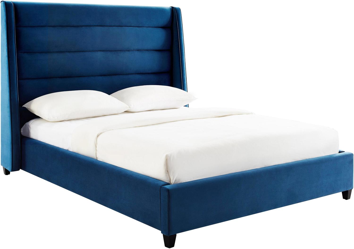 velvet bedroom Contemporary Design Furniture Beds Navy