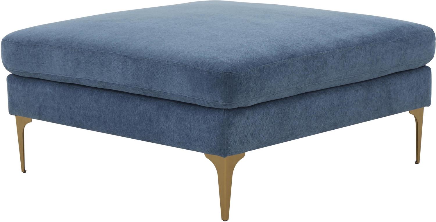 velvet button ottoman Contemporary Design Furniture Ottomans Blue