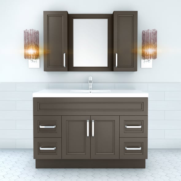 single vintage bathroom vanity Cutler Kitchen and Bath Grey,