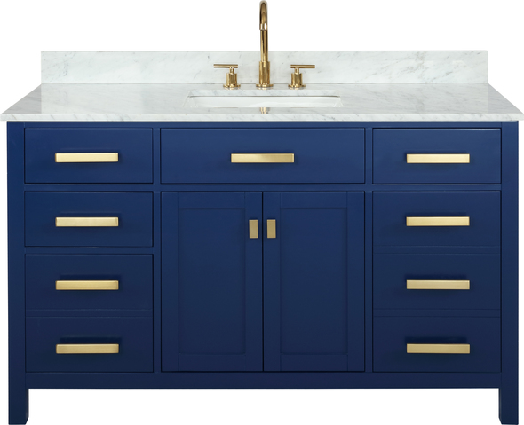 one piece sink and countertop Design Element Bathroom Vanity Blue Modern