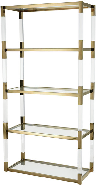 tall corner shelf unit ELK Home Bookcase / Shelf Shelves and Bookcases Clear Acrylic, Gold-plated Stainless Steel Modern / Contemporary