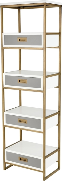 shelf tree ELK Home Bookcase / Shelf Shelves and Bookcases Aged Brass, Grey, White Transitional