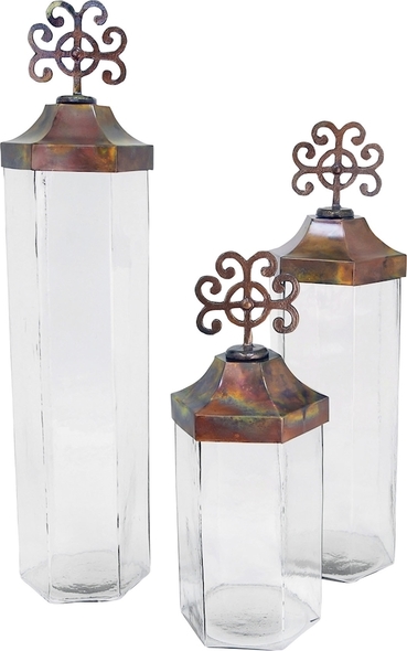 tall wide vase ELK Lifestyle Vase / Jar / Bottle Vases-Urns-Trays-Finials Burned Copper, Clear Traditional