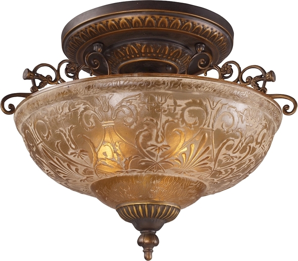 flush mount outdoor ceiling fan with light and remote ELK Lighting Semi Flush Mount Golden Bronze Traditional