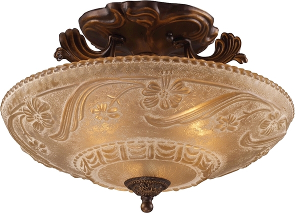 installing led flush mount ceiling light ELK Lighting Semi Flush Mount Golden Bronze Traditional
