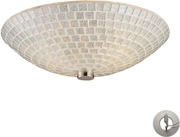 flush mount ceiling fan with light for bedroom ELK Lighting Semi Flush Mount Satin Nickel Transitional