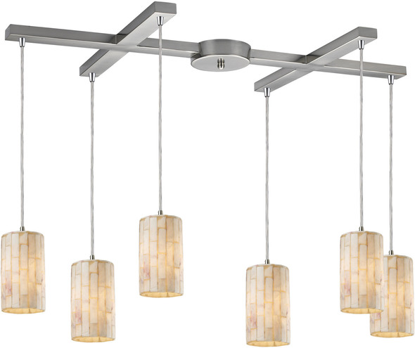 outdoor hanging chandelier lights ELK Lighting Mini Pendant Satin Nickel Transitional