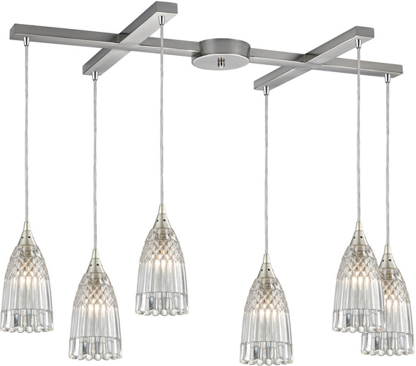 led linear hanging lights ELK Lighting Mini Pendant Satin Nickel Modern / Contemporary