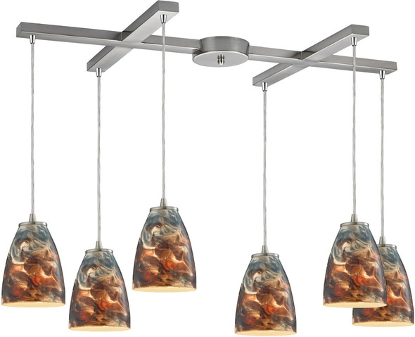 rattan ceiling lamp shade ELK Lighting Mini Pendant Pendant Lighting Satin Nickel Transitional