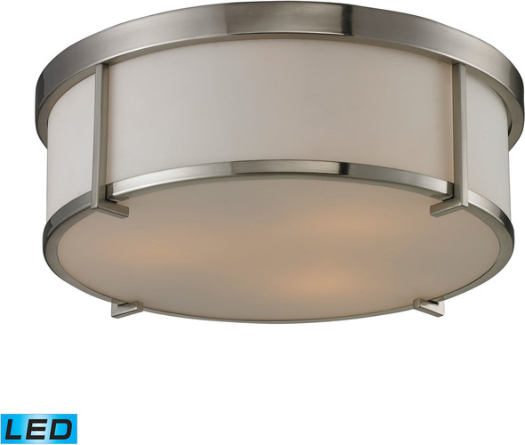 flush mount white ceiling fan with light and remote ELK Lighting Flush Mount Brushed Nickel Transitional