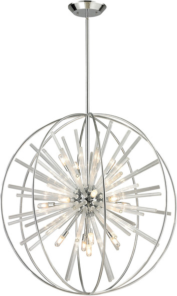 glass drum pendant light ELK Lighting Pendant Polished Chrome Modern / Contemporary