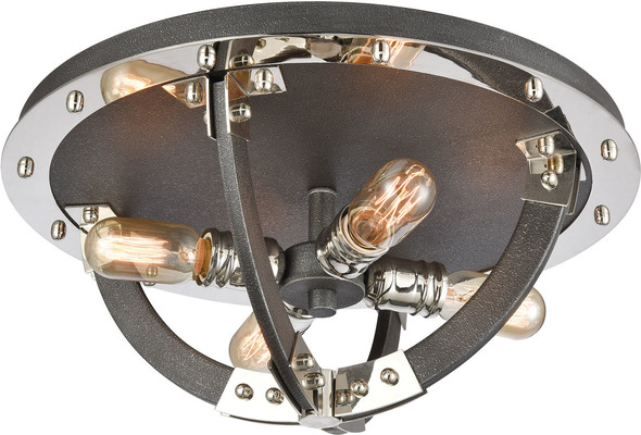 perforated metal lighting ELK Lighting Flush Mount Silverdust Iron, Polished Nickel Modern / Contemporary