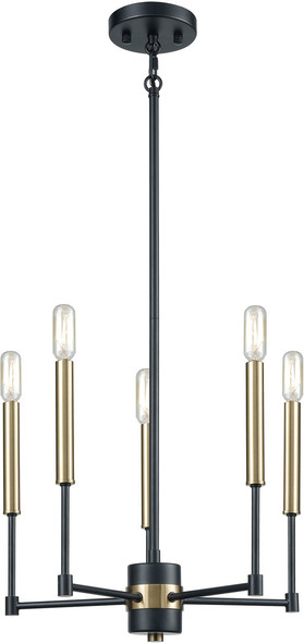 unique lighting chandeliers ELK Lighting Chandelier Matte Black, Satin Brass Transitional