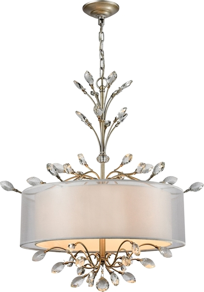 crystal ceiling fan for bedroom ELK Lighting Chandelier Aged Silver Traditional