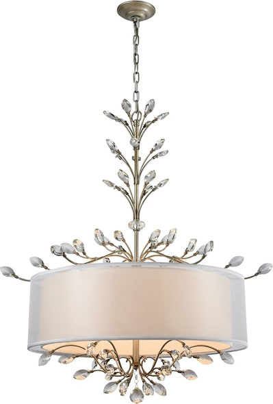 crystal chandelier pendant light ELK Lighting Chandelier Chandelier Aged Silver Traditional