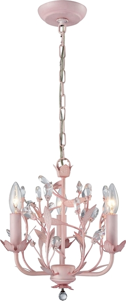 glass pendant chandelier light ELK Lighting Chandelier Light Pink Traditional