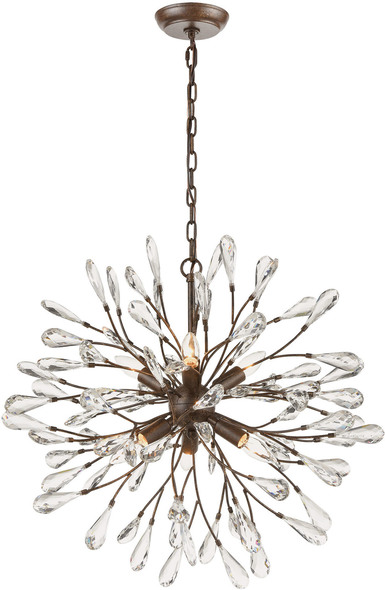 glass gold chandelier ELK Lighting Chandelier Sunglow Bronze Traditional