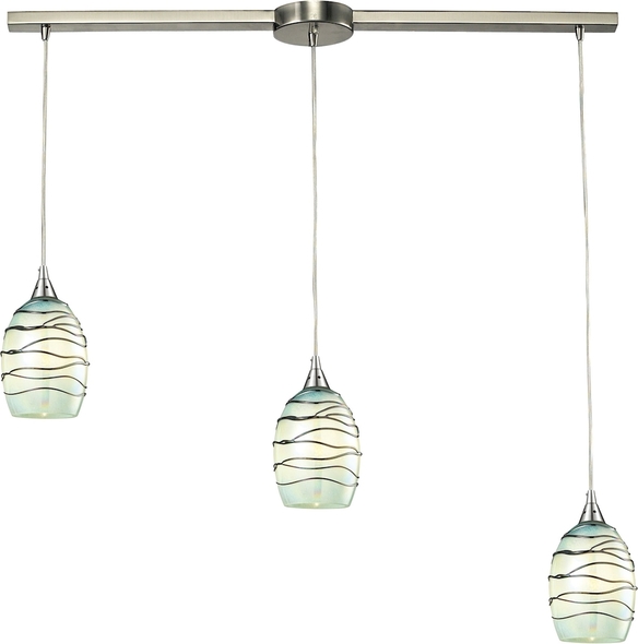 3 bulb kitchen ceiling light ELK Lighting Mini Pendant Satin Nickel Transitional