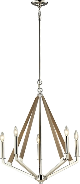 all home chandelier ELK Lighting Chandelier Polished Nickel, Taupe Modern / Contemporary