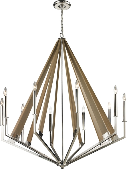 chandelier led modern ELK Lighting Chandelier Polished Nickel, Taupe Modern / Contemporary