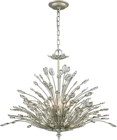 decorative hanging light fixtures ELK Lighting Chandelier Aged Silver Traditional