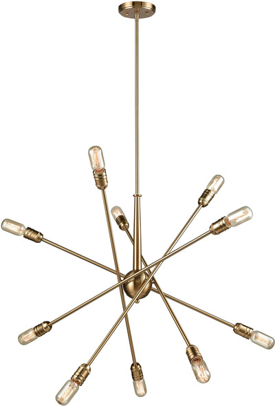 10 light chandelier ELK Lighting Chandelier Satin Brass Modern / Contemporary