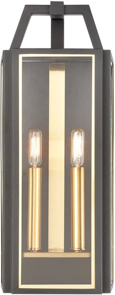 light stone wall ELK Lighting Sconce Charcoal, Brushed Brass Transitional