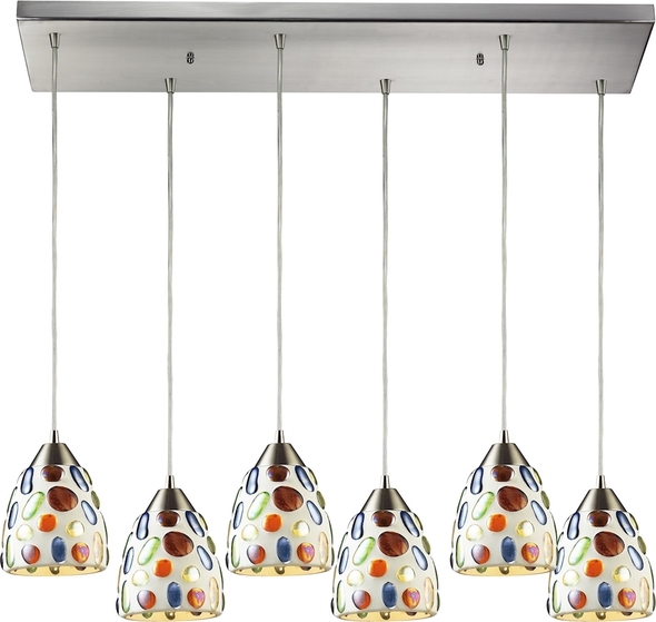 brass glass pendant light kitchen ELK Lighting Mini Pendant Satin Nickel Modern / Contemporary