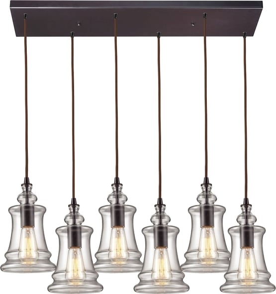 hanging light fixtures with cord ELK Lighting Mini Pendant Oiled Bronze Transitional
