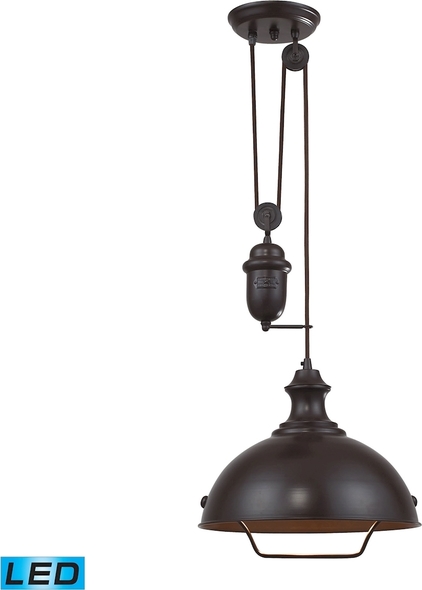 bell shaped glass pendant lights ELK Lighting Pendant Oiled Bronze Transitional