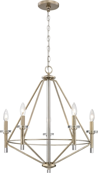 5 light chandelier modern ELK Lighting Chandelier Aged Silver Transitional