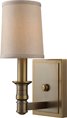 single light fixture wall mount ELK Lighting Sconce Brushed Antique Brass Transitional
