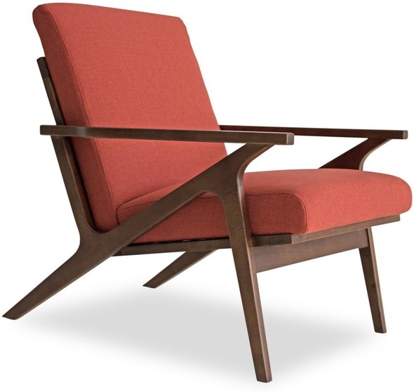 black accent furniture Edloe Finch Lounge Chair Chairs Fabric color: Red orange Midcentury
