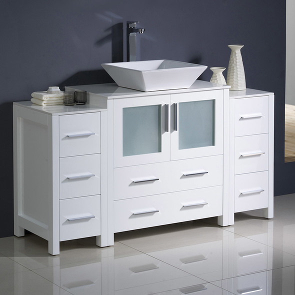 60 inch bathroom vanity with sink Fresca White Modern