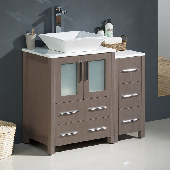 3 drawer bathroom vanity Fresca Gray Oak Modern