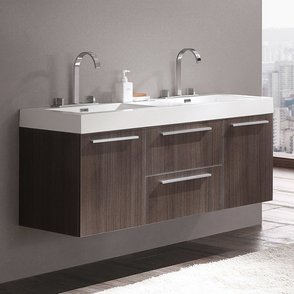 70 bathroom vanity top single sink Fresca Gray Oak Modern