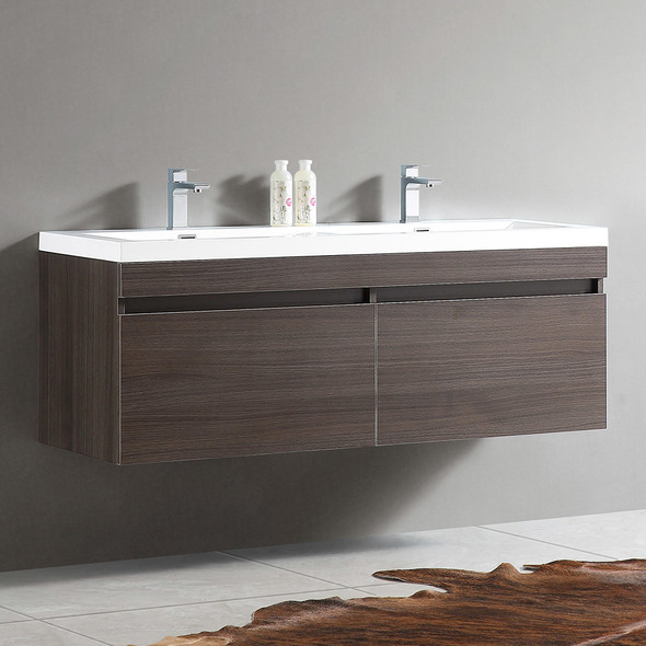 corner vanity basin Fresca Gray Oak Modern