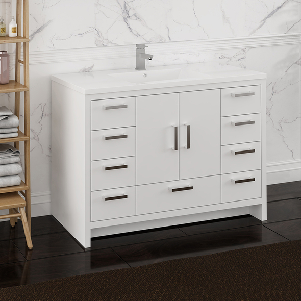 quartz countertops bathroom vanity Fresca Glossy White