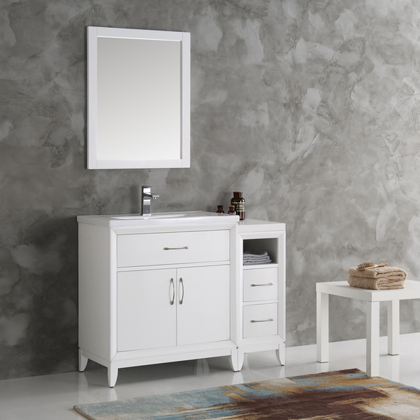 farmhouse vanity with sink Fresca Matte White Traditional