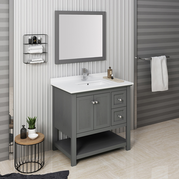rustic modern bathroom vanity Fresca Gray Wood Veneer