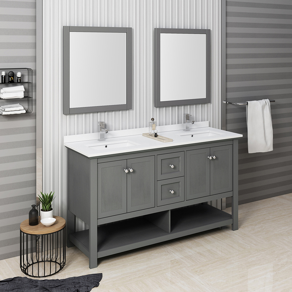 72 inch bathroom vanity without top Fresca Gray Wood Veneer