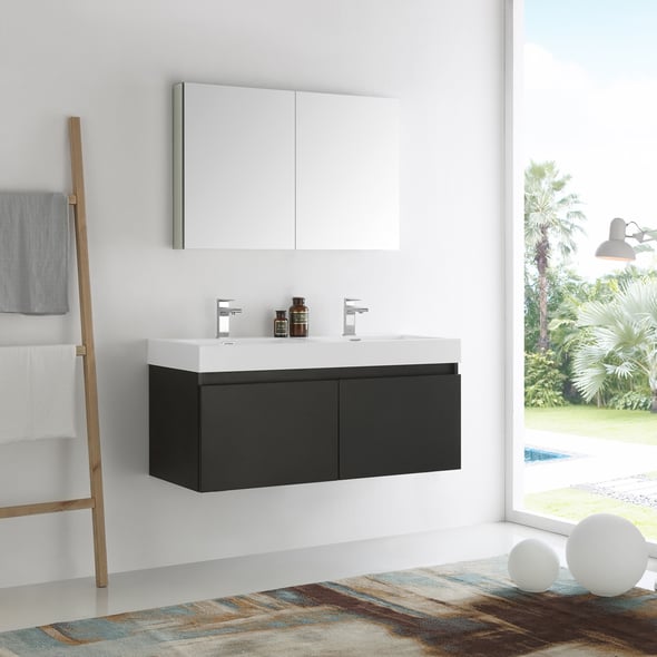 bathroom small vanity with sink Fresca Black Modern