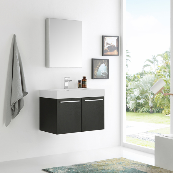 modern small bathroom vanity Fresca Black Modern