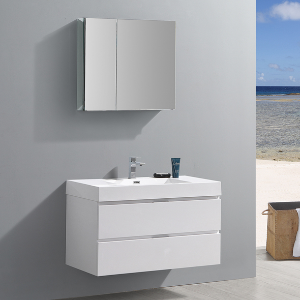 latest bathroom vanity designs Fresca Glossy White