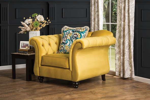 king chairs Furniture of America Chairs Royal Yellow Traditional 