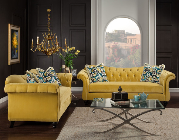 blue sleeper sofas Furniture of America Sofas and Loveseat Royal Yellow Traditional 